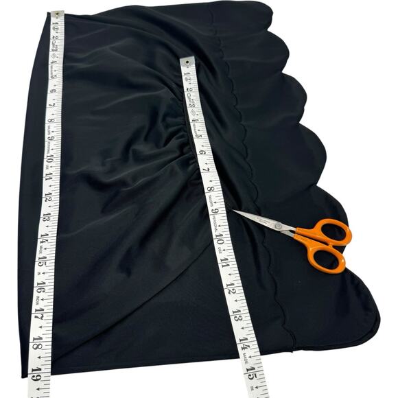 Vintage Slip Skirt Womens M Black Scalloped Shadow Panel Nylon Tricot Whimsigoth - Picture 8 of 10